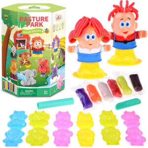 Plastilinas x6 ZOO ir KIRPYKLOS RINKINYS gyvūnų formelės + žmonės ZA4651
