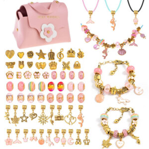 Apyrankių vėrimo rinkinys BEADS pakabukai CHARMS + krepšelis ZA4692
