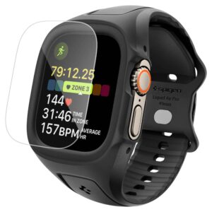 SPIGEN LIQUID AIR PRO & GRŪDINTAS STIKLAS APPLE WATCH ULTRA 1 / 2 / 3 (49 MM) JUODAS