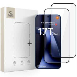 Grūdintas stiklas Tech-Protect Glass Fit+ 2-Pack Xiaomi 17T Pro juodos spalvos
