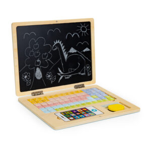 Medinis magnetinis edukacinis nešiojamojo kompiuterio formos magnetinė lenta su telefonu ir raidėmis ECOTOYS - Image 2