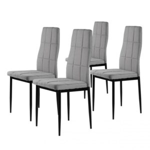 Minkštos kėdės valgomajam ir svetainei, 4 vienetų komplektas, pilkos spalvos, ModernHome - Image 2