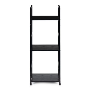 Moderni medinė lentyna, metalinis rėmas LOFT, 3 lentynos, juoda ModernHome - Image 2