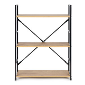 Plati medinė lentyna su metaliniu rėmu LOFT stiliaus, 3 lentynos ModernHome - Image 2