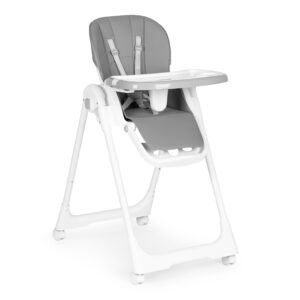 Aukšta kėdutė su aukščio reguliavimu, eko odos apmušalais, saugos diržais ir dvigubu padėklu, pilka, ECOTOYS - Image 2