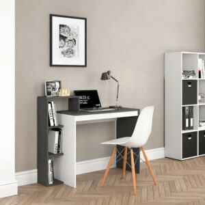 Stačiakampis biuro kompiuterio stalas su 4 lentynų knygų lentyna, ModernHome - Image 2
