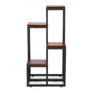 Gėlių ir dekoracijų stovas-lentyna – 4 pakopų, metalas ir MDF, tamsaus riešutmedžio spalvos ModernHome - Image 2