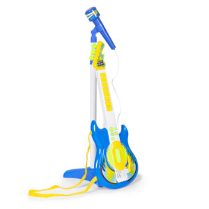 Elektrinės gitaros ir mikrofono rinkinys su stovu vaikams – suderinamas su MP3, mėlynas - Image 2