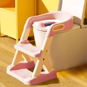 Vaikiška tualeto sėdynė su laipteliais, rožinė, ECOTOYS - Image 2