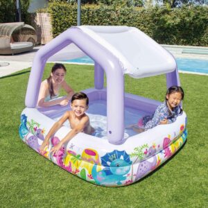 Pripučiamas vaikiškas baseinas su stogeliu, violetinis INTEX 57470-DINO - Image 2
