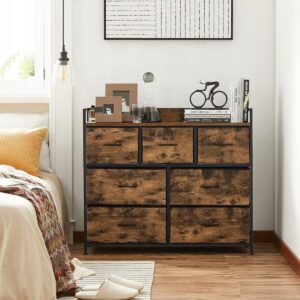 Komoda miegamajam, svetainei, prieškambariui – 7 stalčiai, kaimiška ruda - Image 2