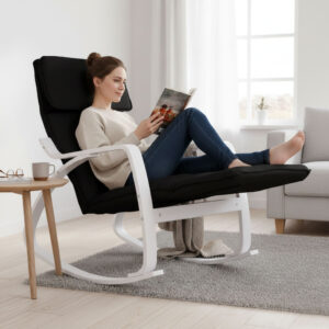 Supamoji kėdė su reguliuojama kojų atrama, balta ir juoda, ModernHome - Image 2