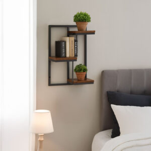 Sieninis gėlių stovas, pakabinama lentyna gėlėms ir dekoracijoms, 3 pakopų, Loft stiliaus, ModernHome - Image 2