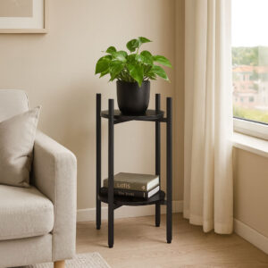 Pastatomas gėlių stovas dekoracijoms, 2 pakopų, juodas, ModernHome - Image 2
