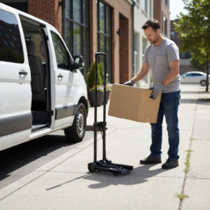Sulankstomas rankinis vežimėlis sandėlio transportavimo karutis 30 kg ModernHome - Image 2