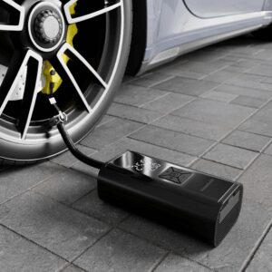 Elektrinė dviračio pompa, padangų kompresorius, 6000mAh išorinė baterija, LED žibintuvėlis - Image 2