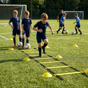 Koordinacijos ir vikrumo kopėčios pratimams 6 m, futbolo treniruočių rinkinys su kūgiais ir krepšiu, MOVEPRO - Image 2