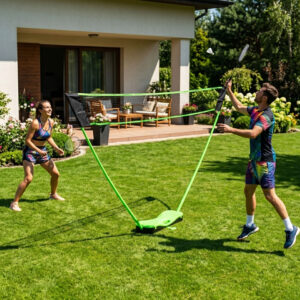 Badmintono rinkinys 300x156 cm sulankstomas tinklas, raketės, skraidukai, lagaminas, MOVEPRO - Image 2
