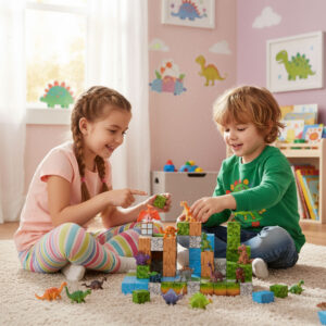 Magnetinių konstruktorių rinkinys vaikams 114 dalių – dinozaurai - Image 2