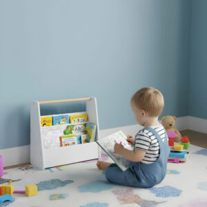 Montessori vaikiška knygų lentyna, 3 aukštų knygų stovas-organizeris, balta ECOTOYS - Image 2