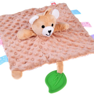 Sensorinis jaukus pledukas MINKY TEDDY BEAR su etiketėmis, kramtuku, pakabuku ZA4744 - Image 2