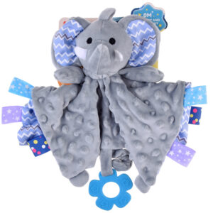 Sensorinis jaukus pledukas MINKY ELEPHANT su etiketėmis, kramtuku, pakabuku ZA4746 - Image 5