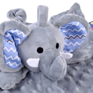 Sensorinis jaukus pledukas MINKY ELEPHANT su etiketėmis, kramtuku, pakabuku ZA4746 - Image 6