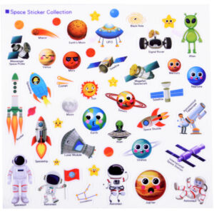 Lipdukų knyga edukacinis albumas KOSMOSAS PLANETOS ateiviai ZA4761 - Image 3