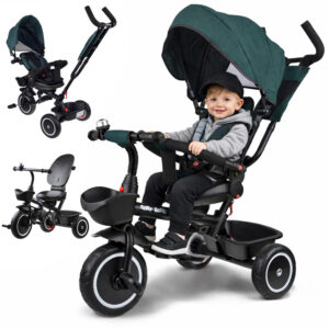 Vaikiškas triratis dviratis Tiny Bike 3in1 su stogeliu, pasukamas SP0650