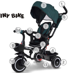 Vaikiškas triratis dviratis Tiny Bike 3in1 su stogeliu, pasukamas SP0650 - Image 4