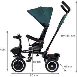 Vaikiškas triratis dviratis Tiny Bike 3in1 su stogeliu, pasukamas SP0650 - Image 5
