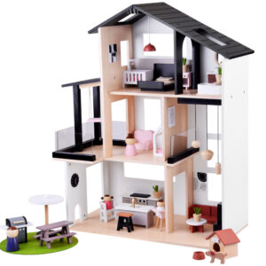 Modernus medinis lėlių namelis LOFT stiliaus + lėlių baldai ZA5073 - Image 2