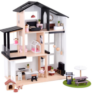 Modernus medinis lėlių namelis LOFT stiliaus + lėlių baldai ZA5073 - Image 6