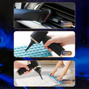 Mini Foldable Handheld Car Vacuum Cleaner with Blower Function - Black - Image 3