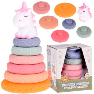 Guminė sensorinė piramidė su dygliuotais blokeliais + vienaragis ZA5172