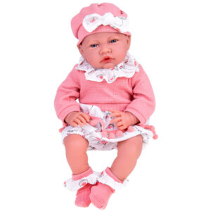 Didelė 45 cm BOBAS lėlė mergaitė, minkšta ir interaktyvi, rožinis rinkinys ZA5188 - Image 3