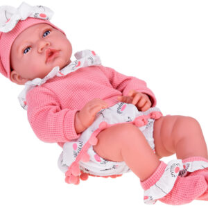 Didelė 45 cm BOBAS lėlė mergaitė, minkšta ir interaktyvi, rožinis rinkinys ZA5188 - Image 7