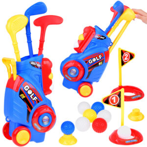 Mini golfo rinkinys: lazdos + kamuoliukai + stovas su ratukais vaikams SP0804