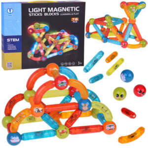 Magnetinės kaladėlės 76 dalių Šviečiančios kaladėlės vaikams ZA5239 - Image 1