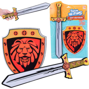 Rinkinys Knight putplasčio skydas ir putplasčio kardas su liūto emblema ZA5316