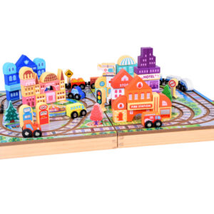 Medinis traukinio rinkinys „Build a City“ + traukinio lagaminas 89 ZA5374 - Image 3