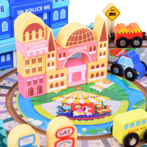 Medinis traukinio rinkinys „Build a City“ + traukinio lagaminas 89 ZA5374 - Image 8