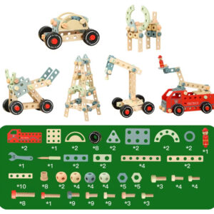 Medinis konstravimo rinkinys kaladėlės pastatyk automobilį bokštai 129 el. ZA5381 - Image 4