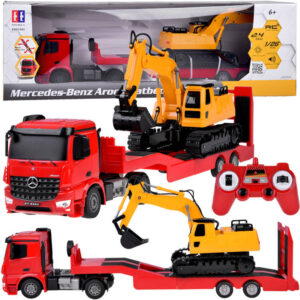 Nuotolinio valdymo rinkinys Mercedes sunkvežimis + priekaba ekskavatorius, mastelis 1:26 RC0693