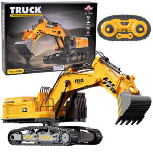 Ekskavatoriaus modelis surinkimui, 133 detalių rinkinys + nuotoliniu būdu valdomas RC pultelis STEAM RC0695