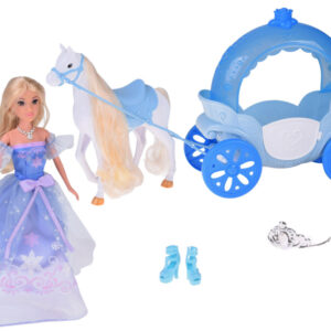 Lėlė princesė su pokylio suknele, baltu žirgu ir karieta ZA5419 - Image 2