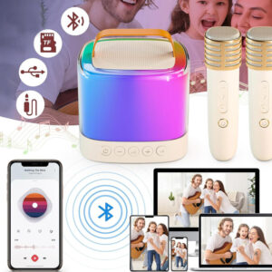 „Bluetooth“ garsiakalbis + belaidis mikrofonas x2 KARAOKE RINKINYS IN0178 - Image 5