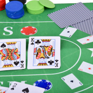 Kortų žaidimų rinkinys 2in1 Pokeris ir BlackJack: žetonai + kortos + lenta GR0706 - Image 7
