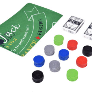 Kortų žaidimų rinkinys 2in1 Pokeris ir BlackJack: žetonai + kortos + lenta GR0706 - Image 2