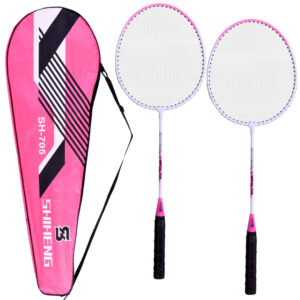 Badmintono raketės + dėklas Rinkinis mėlynas arba rožinis SP0826